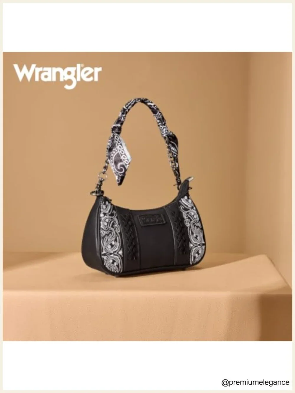 Faux Leather Hobo Handbag Crossbody Purse Embroidered Paisley Shoulder Bag